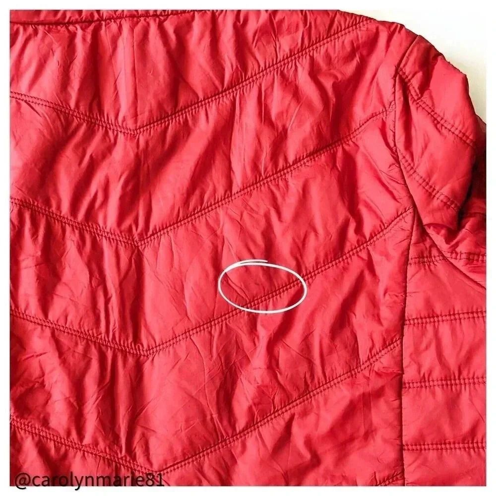 GUESS Women's Red Packable Quilted Puffer Jacket Size M Full Zip - Picture 6 of 11